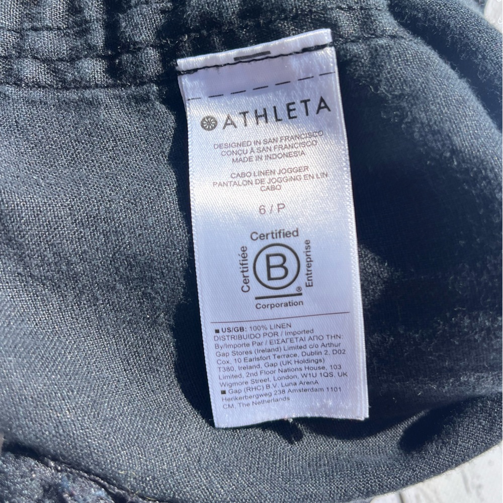 Athleta Black Jogger Pants 6 petite LINEN - Picture 9 of 9